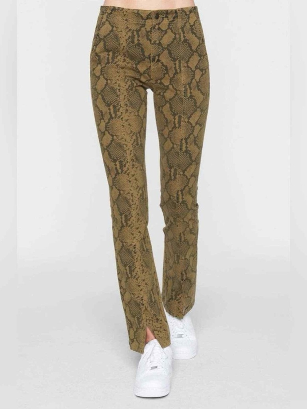 PAM & GELA Snakeskin Print Bootcut Seamed Pants size 28 animal print designer